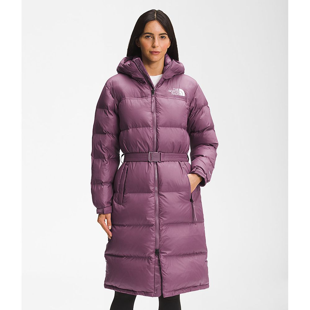 The North Face Parka Womens Australia - The North Face Nuptse Belted Long Purple (MZT-793182)